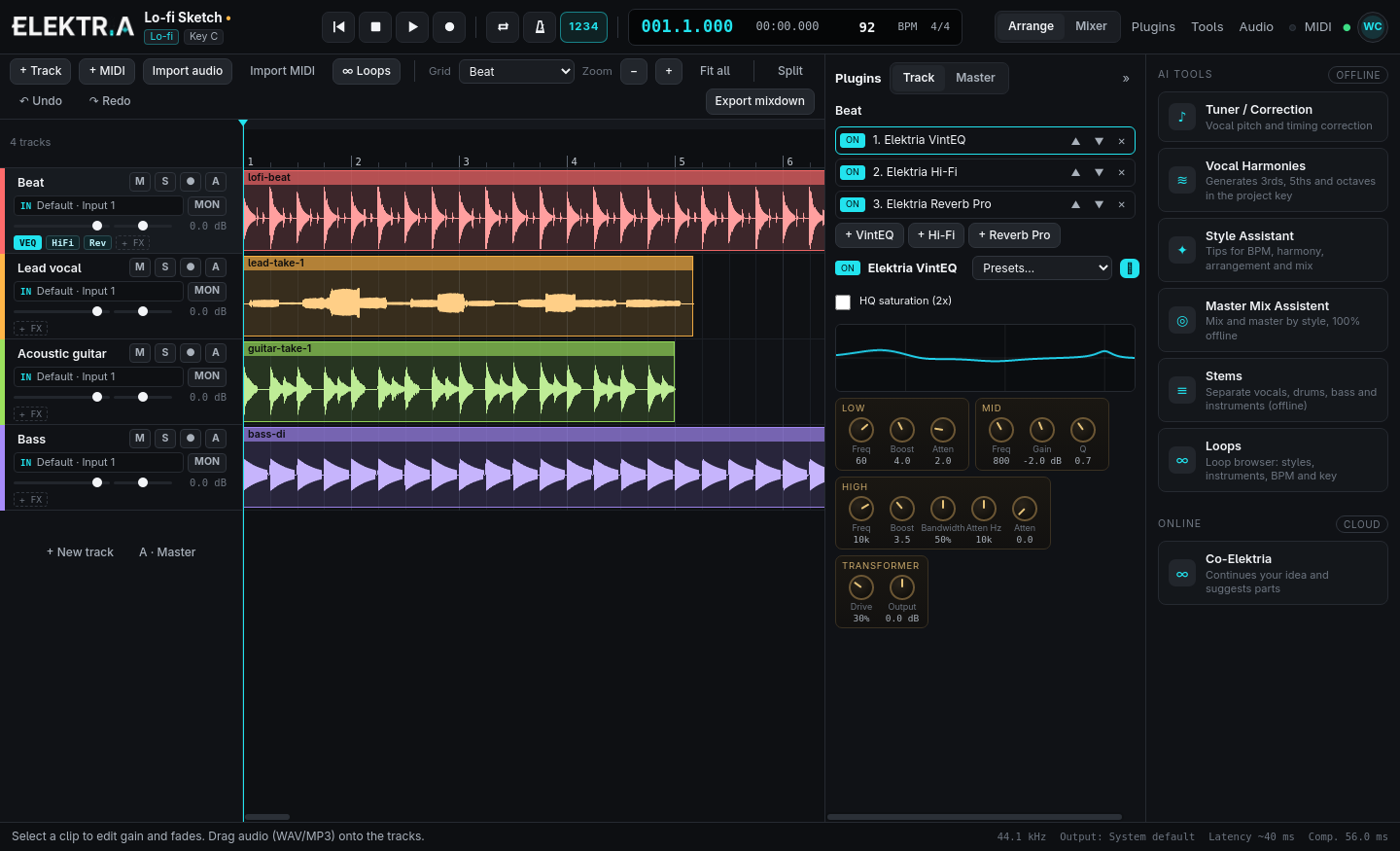 O rack de Elektria Plugins